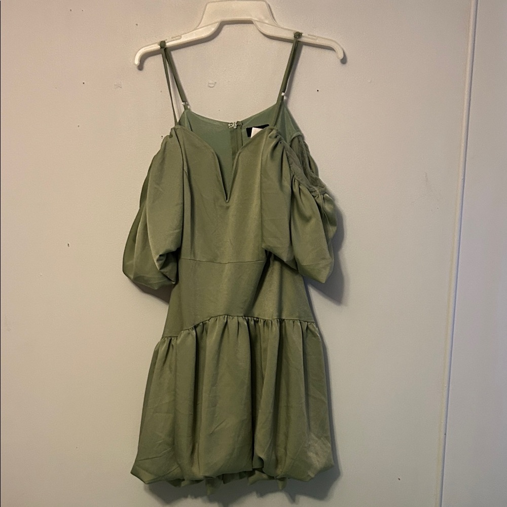 Fiesta Sage Green Dress with Puff Sleeves